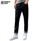 Джинсы Pioneer Camp мужские прямые из плотного хлопка, уличная одежда, однотонные черные повседневные штаны, ANZ903534T, зима