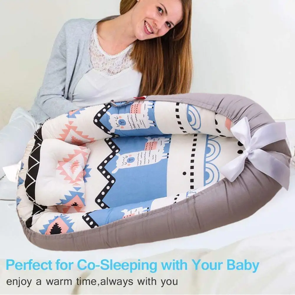 

50*85 Cute Print Baby Nest Bed Washable Crib Girls Boys Nest Crib Baby Cot Crib Baby Removable H1K7