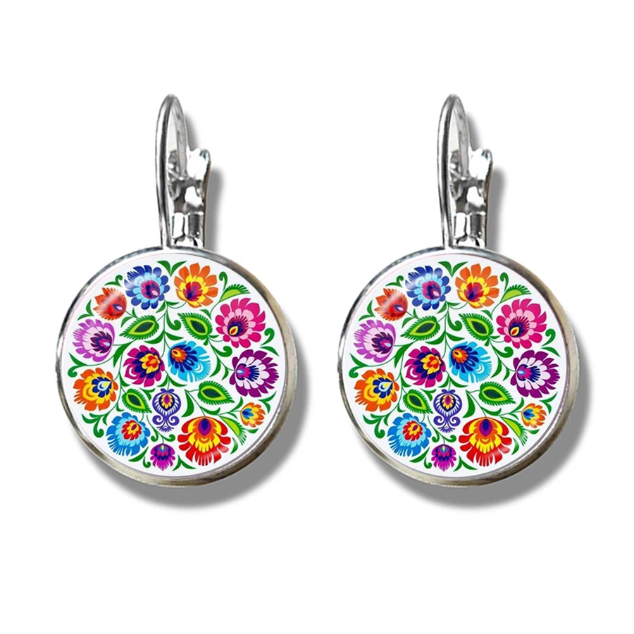 

Polish Folk Art Patterns French Hook Earring Fashion Jewelry Modern Paper Cutting Element Flower Jewelry For Women Girls Gift