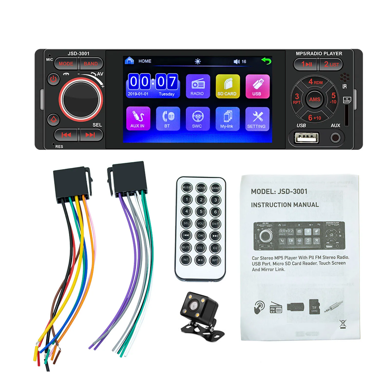 

4.1 Inch Car Stereo Radio Touch Screen MP5 Player 1 Din Mirror Link Autoradio Bluetooth MP5 Video Player USB TF ISO Audio System