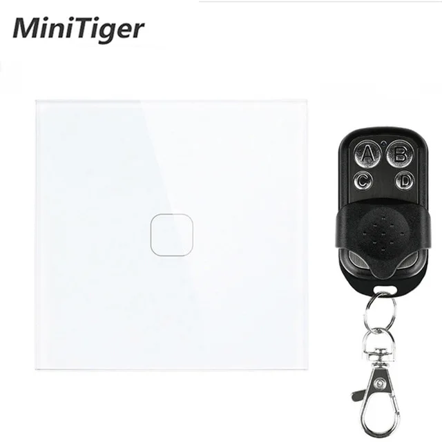 Сенсорный выключатель Minitiger 1/2 клавиши 1 канал прозрачная стеклянная панель