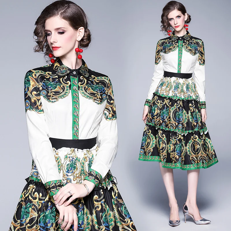 Новинка Осень 2019 женское платье в европейском и американском стиле с отложным