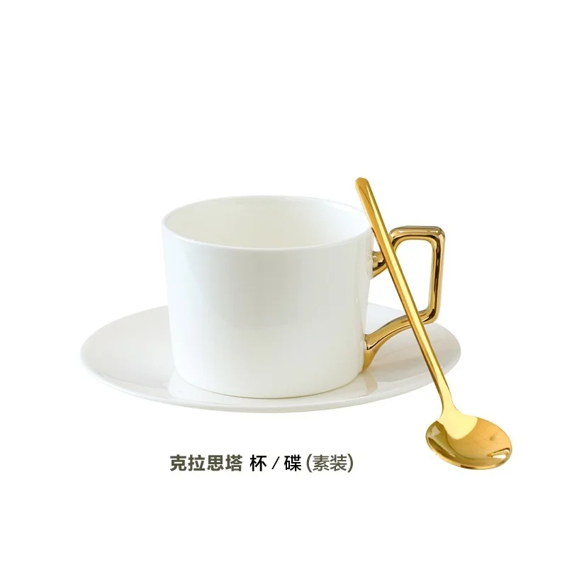

European Coffee Cup And Saucer Set Porcelain Modern Travel Art On-glazed Cup And Saucer Filizanki Do Kawy Drinkware BD50CS