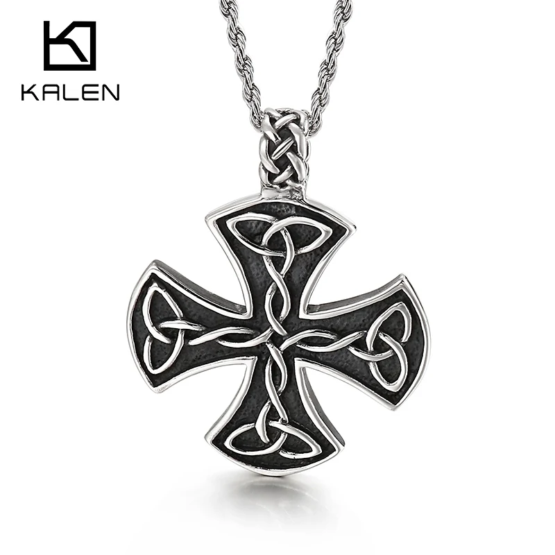 Kalen Classic Trend Men's Retro Viking Male Power Shield Pendant Stainless Steel Necklace