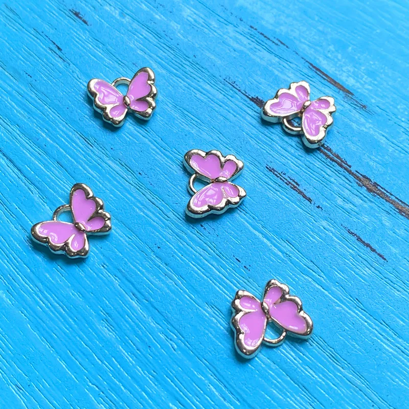 

18pcs Cute Girl Pink Butterfly Handmade Pendant Necklace Bracelet Key Chain Accessories Charms Findings Jewelry Making Supplies