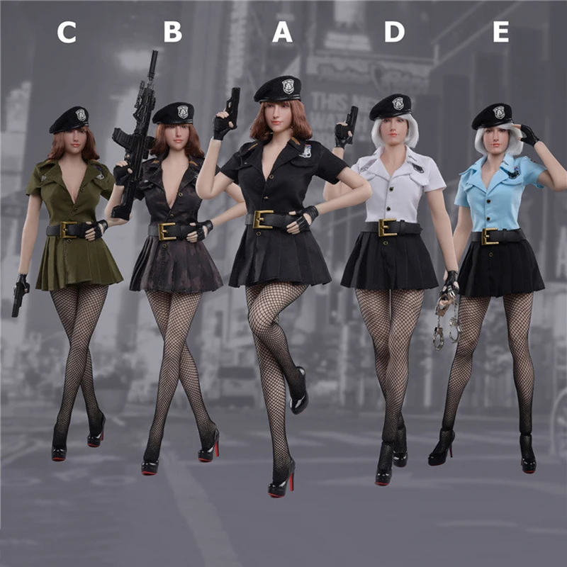 Игрушки сделай сам 1/6 FG074 Женская юбка для полицейских платье с чулками шапочка