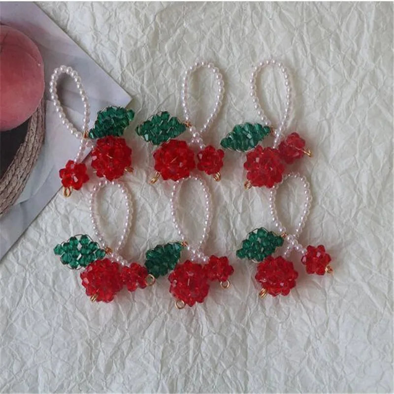 

Min order 10pcs/lot color beads decoration handmade winding cartoon cherry shape charms diy jewelry earring/garment accessory