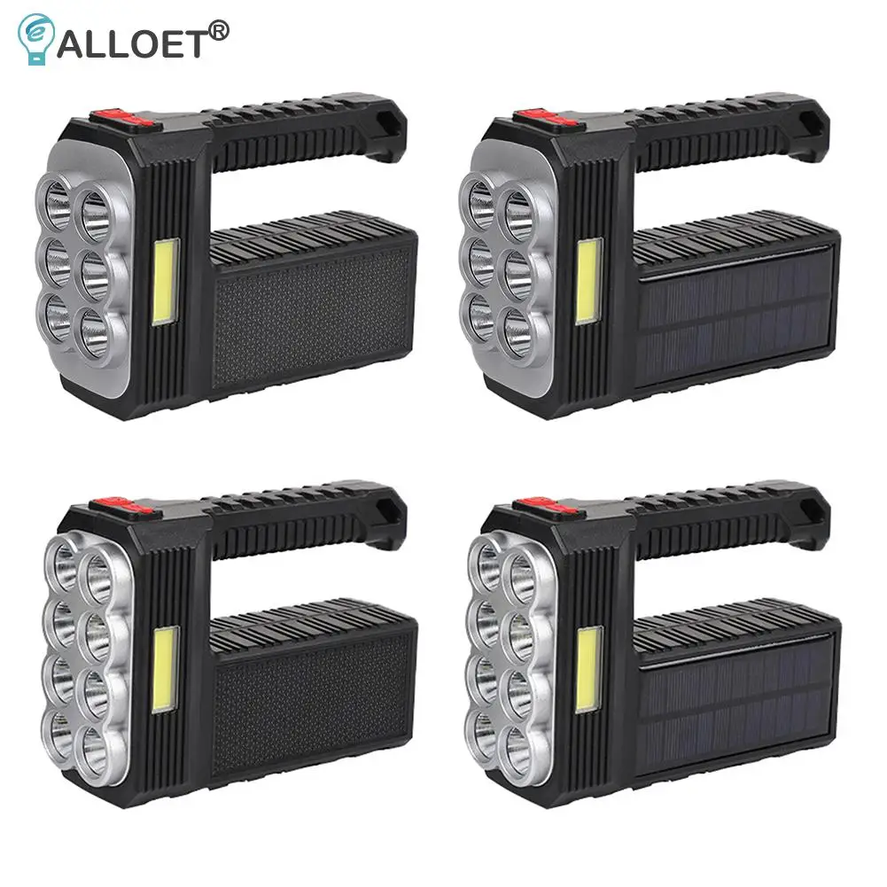

Solar LED Flashlight Portable Torch USB Rechargeable Searchlight 4 Modes Waterproof Spotlight Fishing Camping Hand Lamp