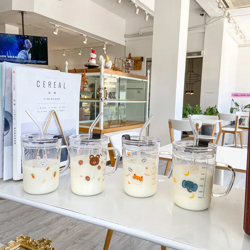 Высококачественная термостойкая стеклянная кружка с соломенной крышкой чашка