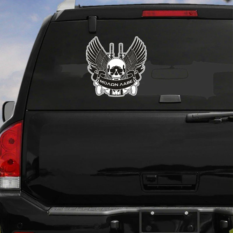 

Hot Personality Molon Labe Wing Skull Stickers Vinyl Decal Car Truck Window Rear Windshield Bumper Waterproof PVC