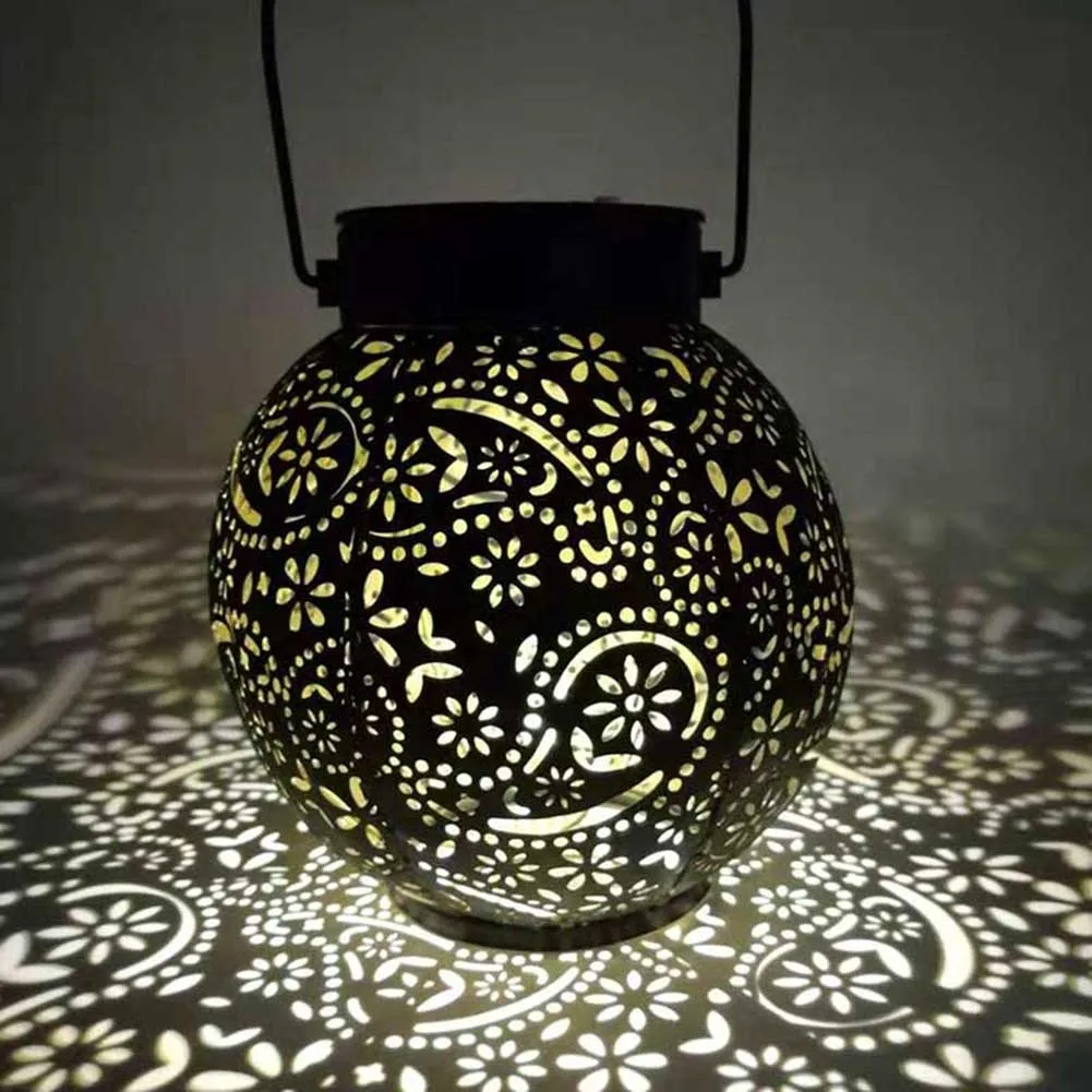 

LED Hollow Lantern Projection Lights Solar Outdoor Hanging Lamps Garden Decor Multifunction LED Night Solar Garden Light