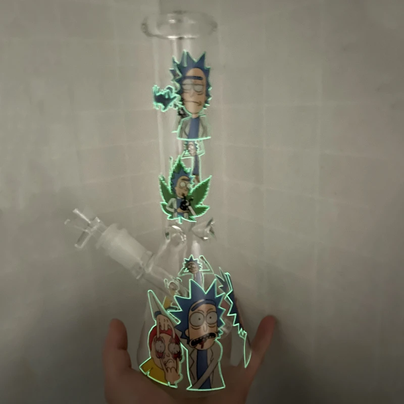 

10" Glow in the Dark Glass vase, oil collector. Scientific experiment equipment