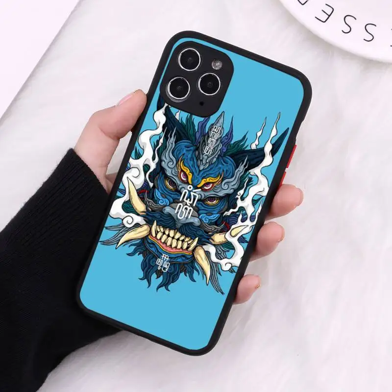

Japanese samurai oni mask Phone Case Matte Transparent For iPhone 12 Mini 11 Pro XR XS Max 7 8 Plus