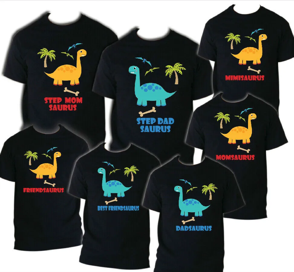 Динозавр большая семья День рождения партия подходящая футболка семейная одежда