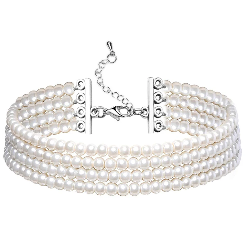 Колье чокер с имитацией жемчуга HOWAWAY круглые многожильные Чокеры 20 вечерние