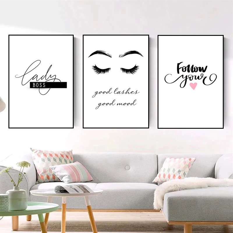 

Beauty Salon Wall Picture Good Lashes Canvas Painting Makeup Quote Art Print Poster Lady Boss for Living Room Home Cuadros Decor