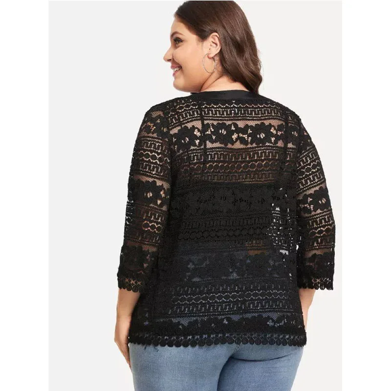 Ажурный вязаный кружевной кардиган блузка пляжные топы шали пальто большого