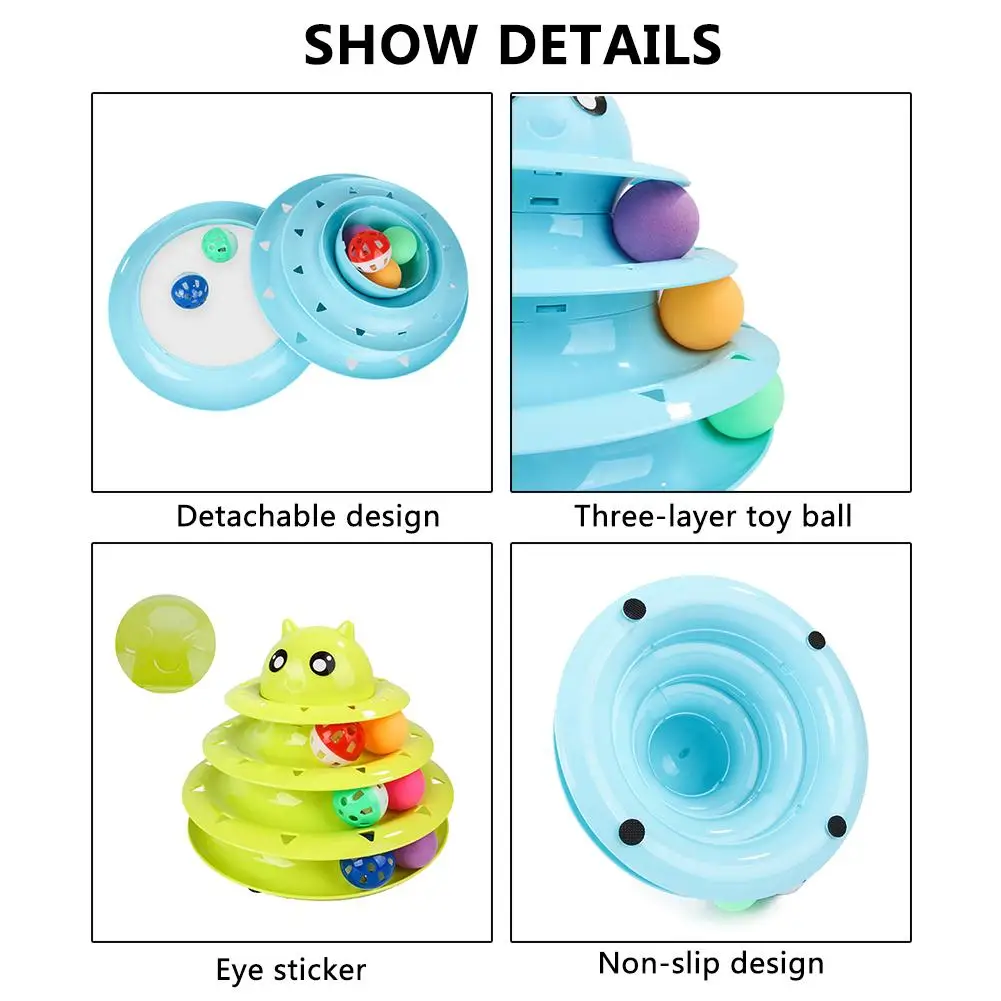 

Игрушка для домашних животных, кошек, трехслойный поворотный стол, головоломка, колокольчик, игрушка, мяч, развлекательная интерактивная иг...