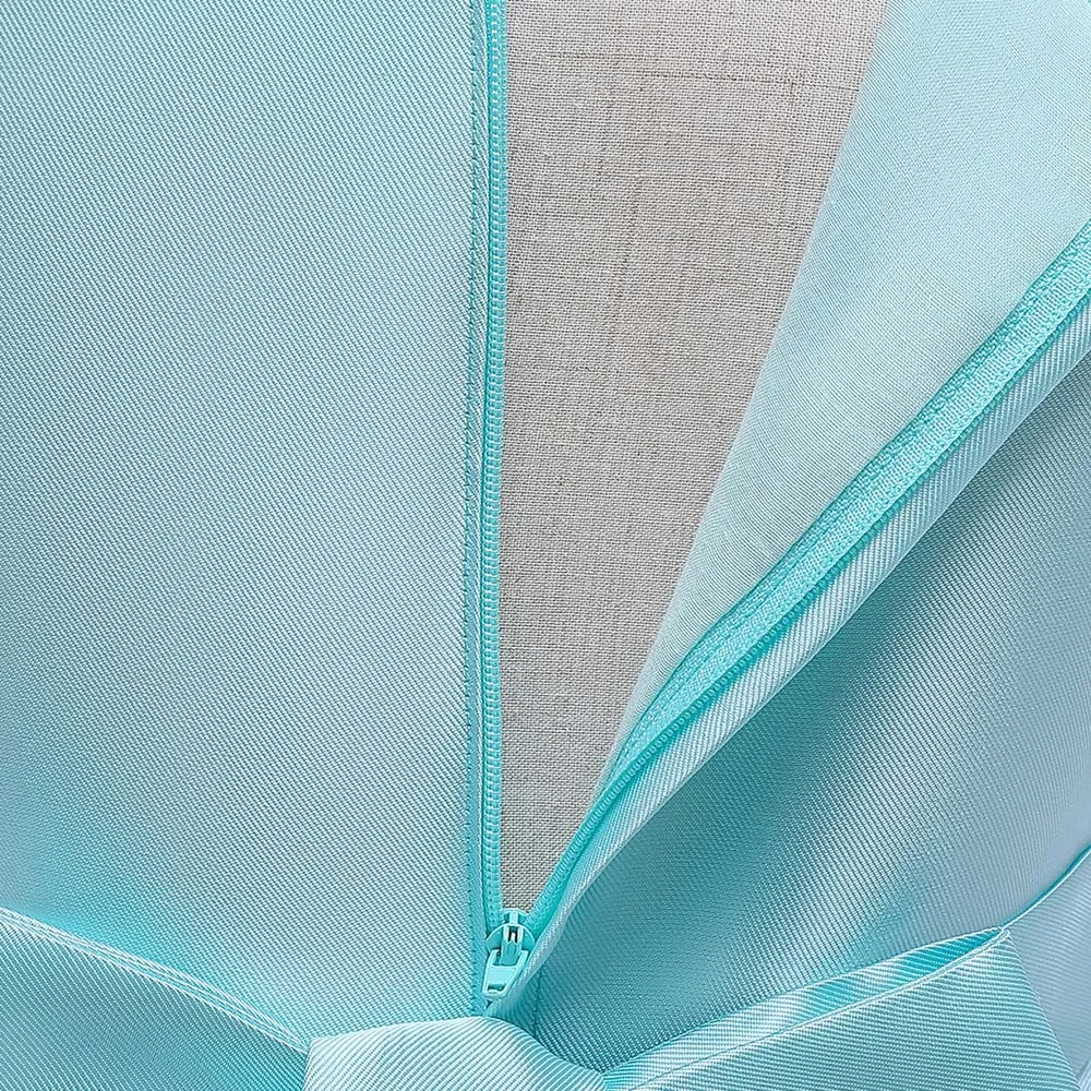 

Flower Girls Dresses Vintage Short Tulle Lace O-Neck Embroidery Pearls Knee-Length Luxury Sky Blue Kids Party Princess Gown F474