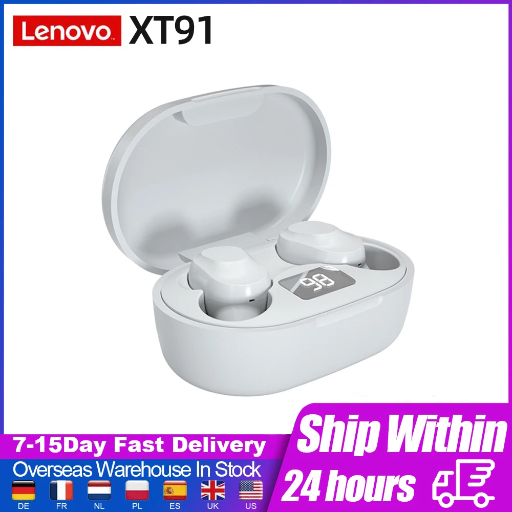 

Оригинальные наушники Lenovo XT91 TWS bluetooth беспроводные наушники стерео Бас игровые водонепроницаемые Hi-Fi наушники со звуком и шумоподавлением