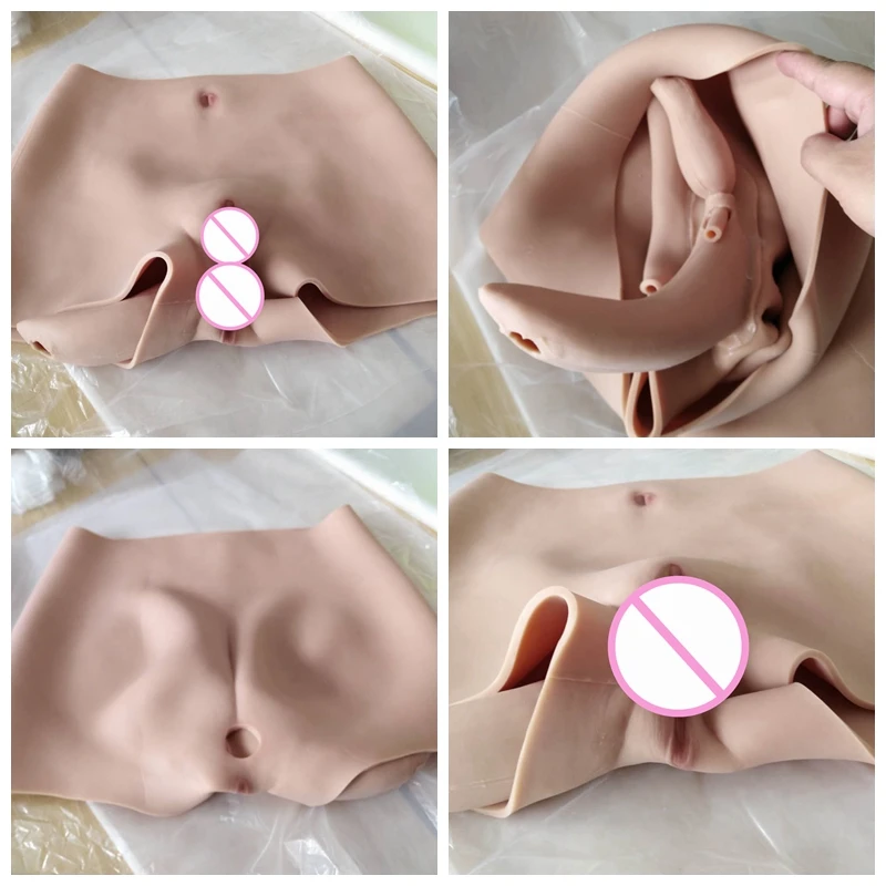 Силиконовые Реалистичные трусики-Вагина 67 см Трансвестит киска штаны