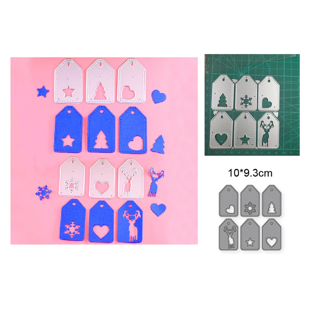 

6pcs/set of five-pointed star tree deer Christmas metal cutting mold scrapbook template DIY paper photo album card decoration