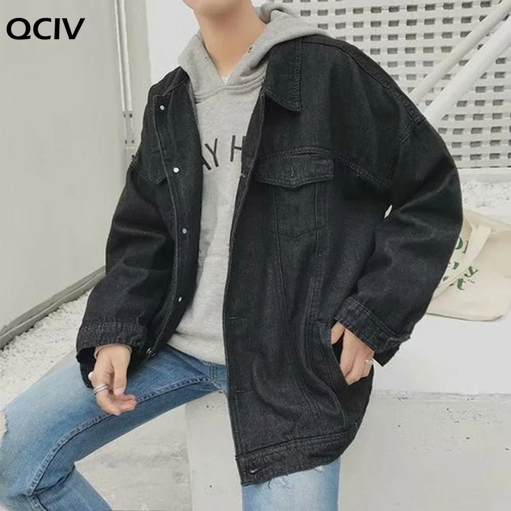 

Men Jacket Denim Black Korean Leisure Loose Plus Size Harajuku Street-wear Mens Jackets Vintage BF Stylish Clothes Chic