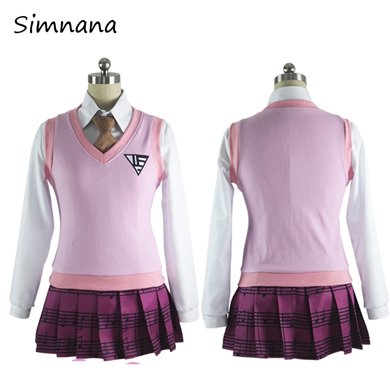Аниме Danganronpa V3 Akamatsu kaede костюм для косплея Униформа юбки Девушки Женщины Хэллоуин