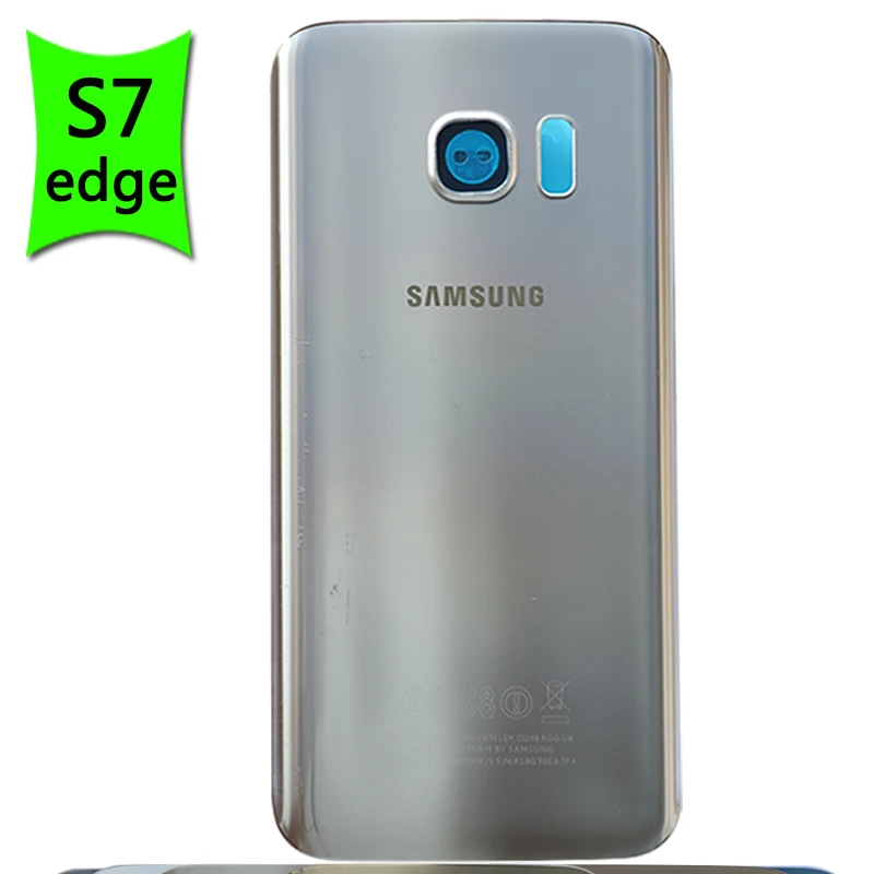 Чехол для аккумулятора S7 для samsung Galaxy S7 G930F/S7 edge G935F задняя крышка Задняя стеклянная дверная панель Корпус чехол - Цвет: S7 edge Silver Lens