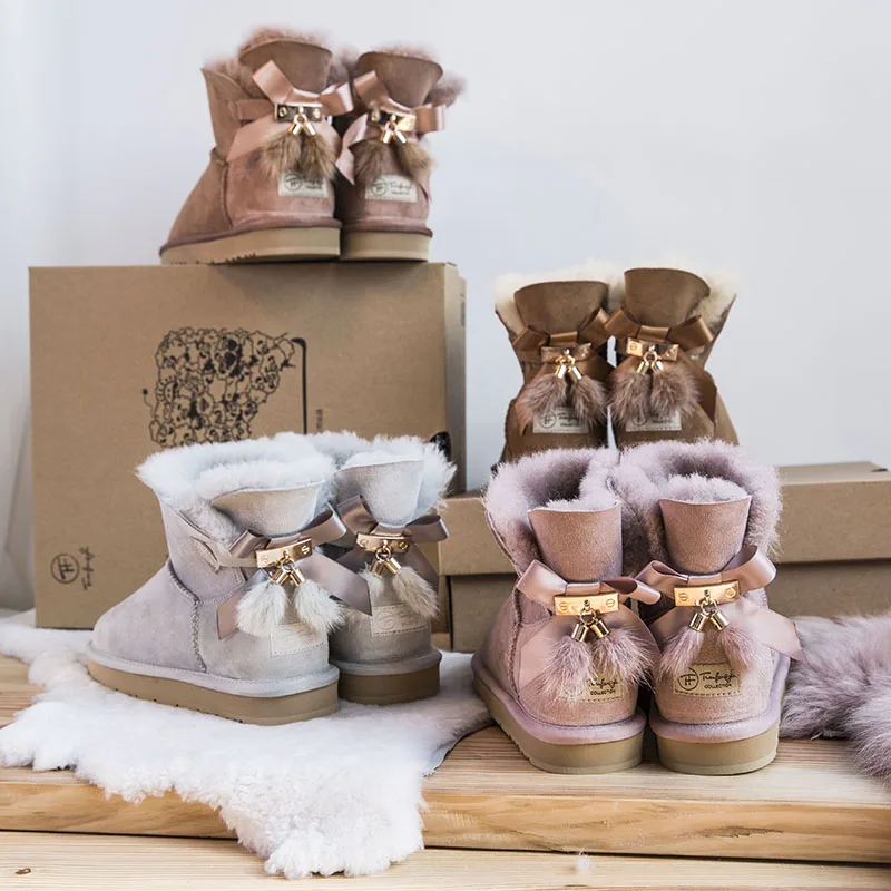 Зимние сапоги 2019 г. Новые женские зимние на овечьем меху нескользящие теплые