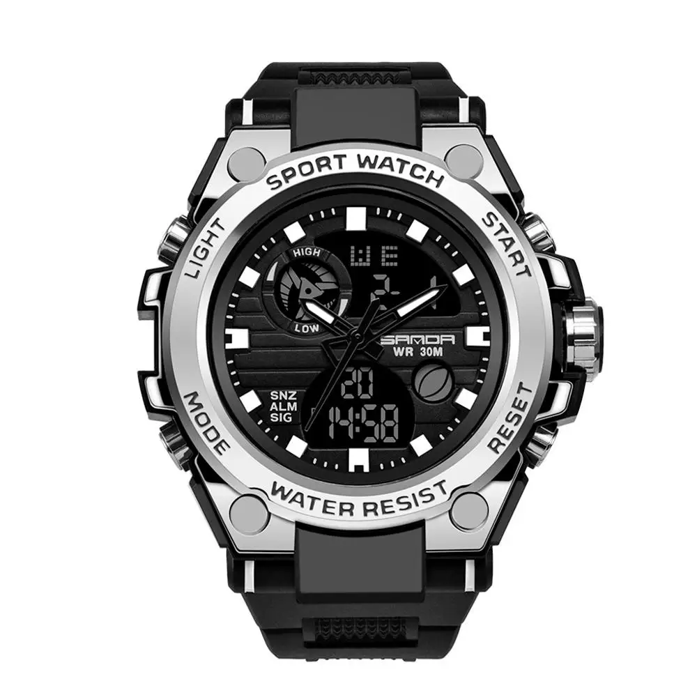 D reloj мужские спортивные часы с двойным дисплеем Аналоговый Цифровой светодиодный электронный модные наручные часы reloj hombre erkek kol saati - Цвет: D