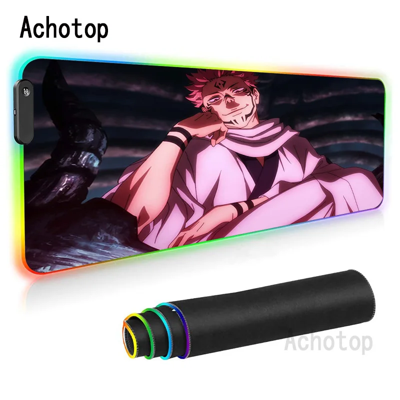 

Jujutsu Kaisen RGB Mousepad HD Pattern Office Padmouse Anime LED Keyboards Mouse Pad Computer Large XXL Play Desk Mat for 2021
