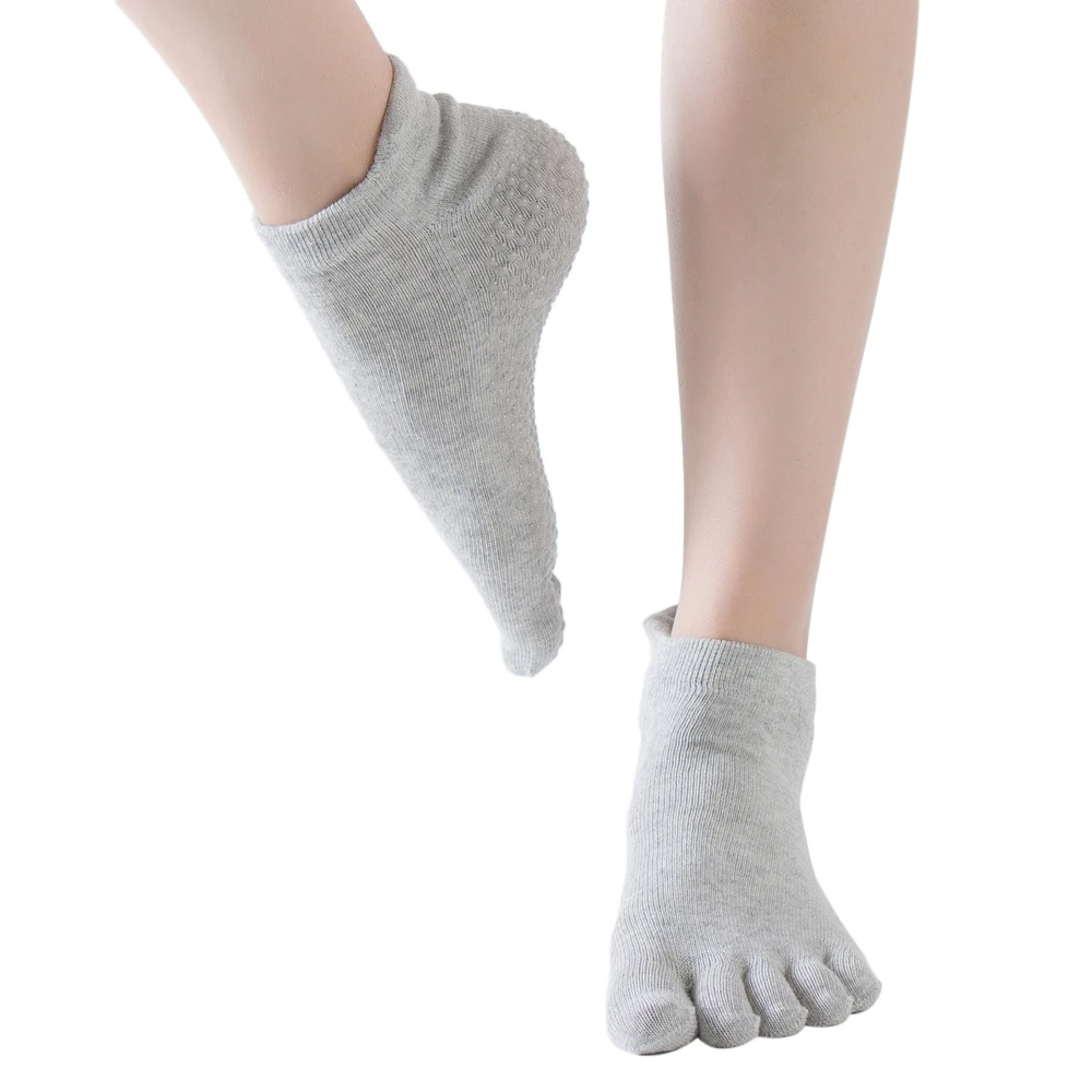 Light Grey Носки для йоги, противоскользящие носки для йоги, женские носки для фитнеса с пальцами, короткие носки с захватами, носки для йоги, пилатеса, балета, гимнастики, танцев - Цвет: Light Grey