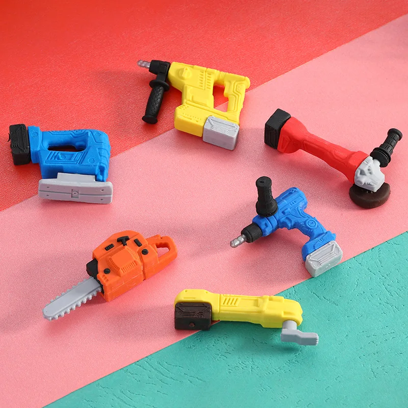 6Pcs/Set Toolbox Eraser Set Can Be Assembled DIY Simulation Drill Screwdriver TPR Rubber Children's Toys Stationery | Канцтовары для