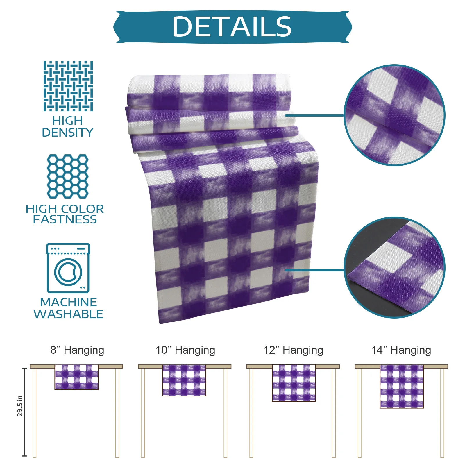 

Farmhouse Purple Watercolor Lattice Table Runner Home Dining Table Decor Placemat Hotel Wedding Table Decor Tablecloth