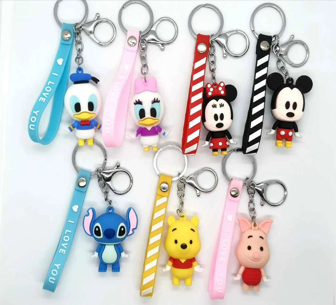 

Disney Микки Маус мультфильм ПВХ сумка с Минни кукла-подвеска цепочка для ключей пара цепочка для ключей кулон подарок-сюрприз