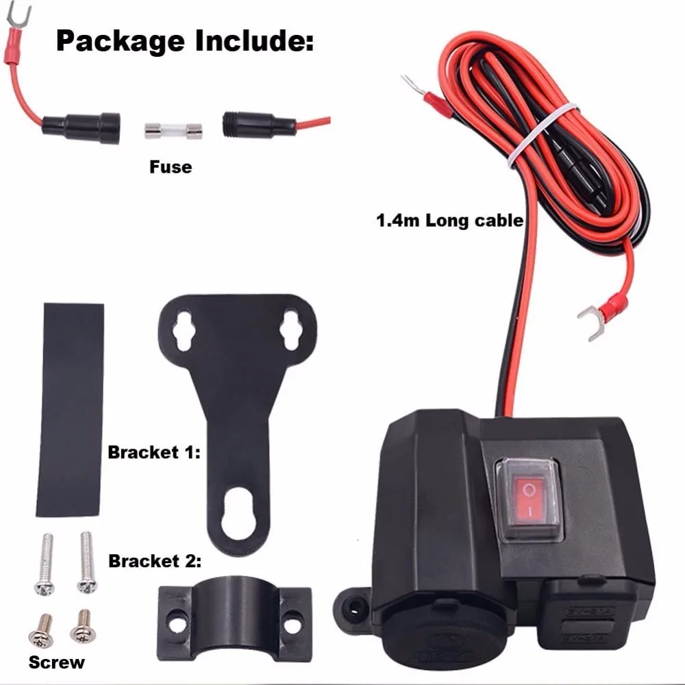 OHANEE moto rcycle USB зарядное устройство для телефона 12 В/24 В разъем прикуривателя Dual USB moto зарядное устройство светодиодный вольтметр Водонепроницаемый автомобильный стиль