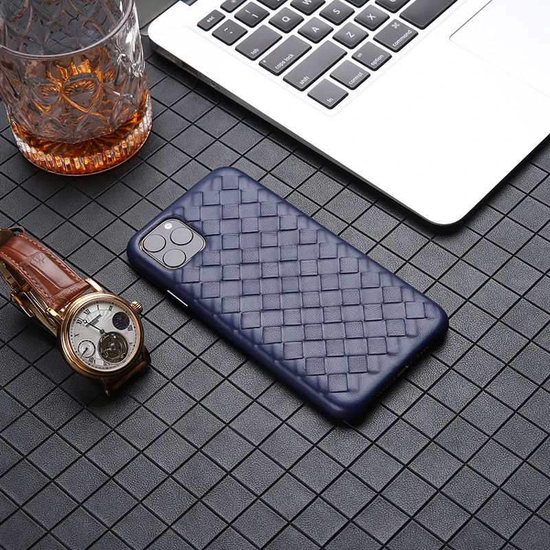 4 цвета для iPhone 11 Pro Max настоящий натуральный Овчина натуральная кожа чехол для телефона овчина задняя крышка крест ткачество металлическая кнопка