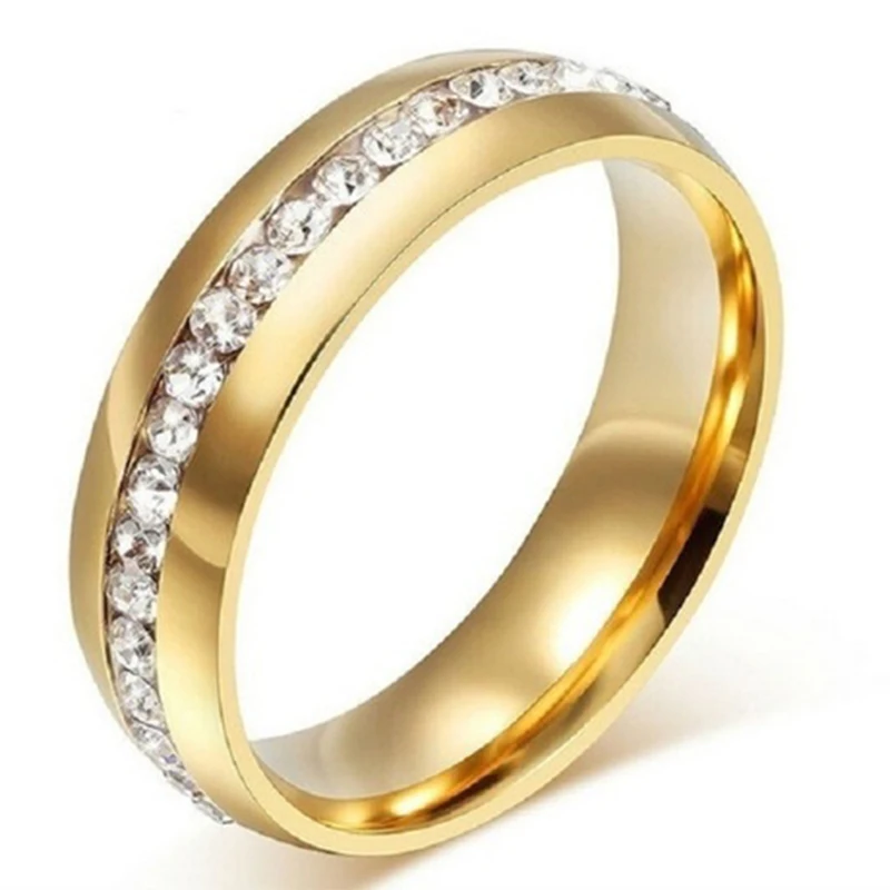 Wedding Gold Rings Couple Simple Stainless Steel Set Casual Engagement Size 6-12Shiny Love Gifts Cheap Unique Jewelry for Women | Украшения