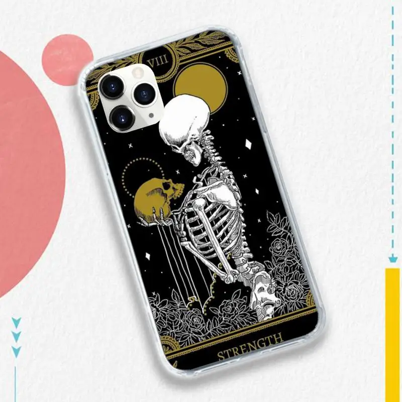 

Tarot Skull Painting Phone Case Transparent soft For iphone 5 5s 5c se 6 6s 7 8 11 12 plus mini x xs xr pro max