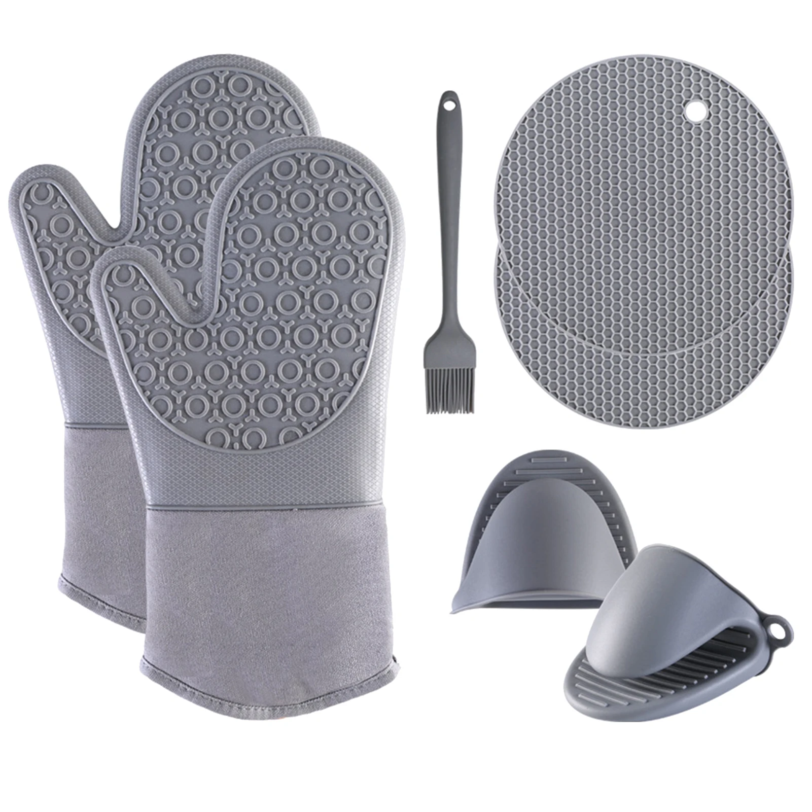

Home Kitchen Cooking Pot Holder Pad Easy Clean Durable Non Slip Grilling Protective Baking Oven Mitts Set Heat Resistant Gloves