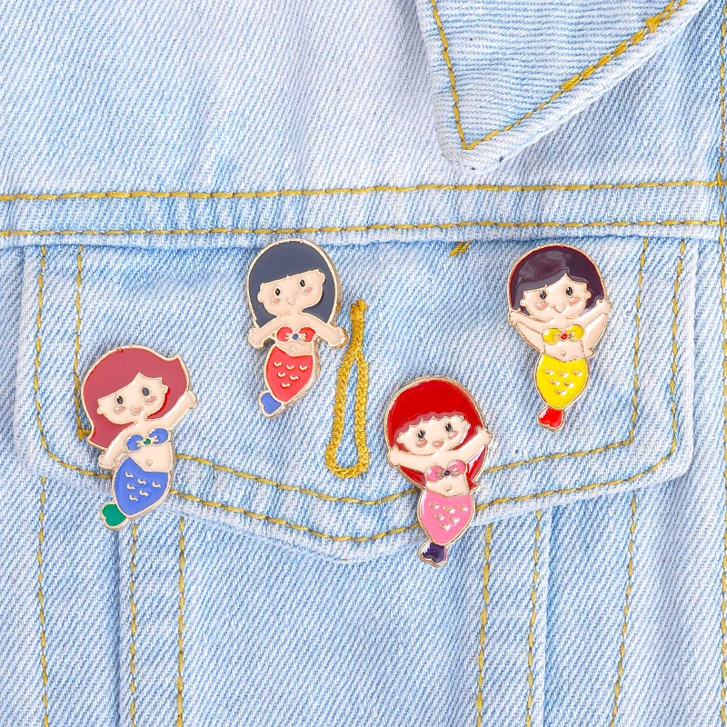 Эмаль русалки булавки kawaii милые и броши для женщин Девушка Дети украшение