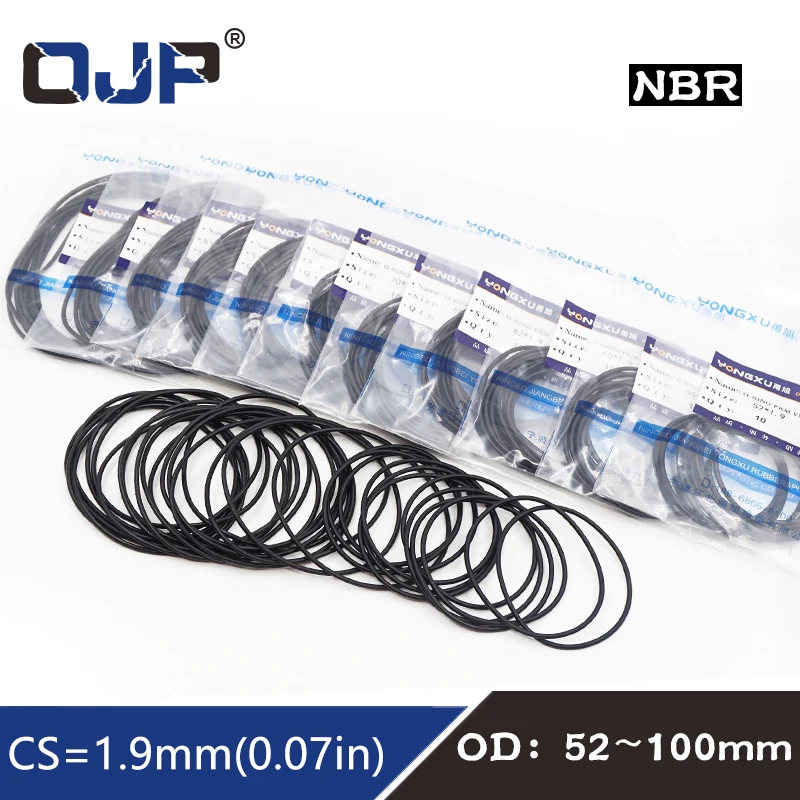 10 шт./лот резиновое кольцо NBR уплотнительное CS1.9mm OD52/54/55/56/60/62/65/70/75/80/85/90/92/95/100 мм O