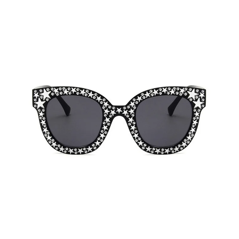 

New Star Dotted Cat-eye Sunglasses Fashion Trend Sunglasses Transparent Ocean Color Sunglasses for Women