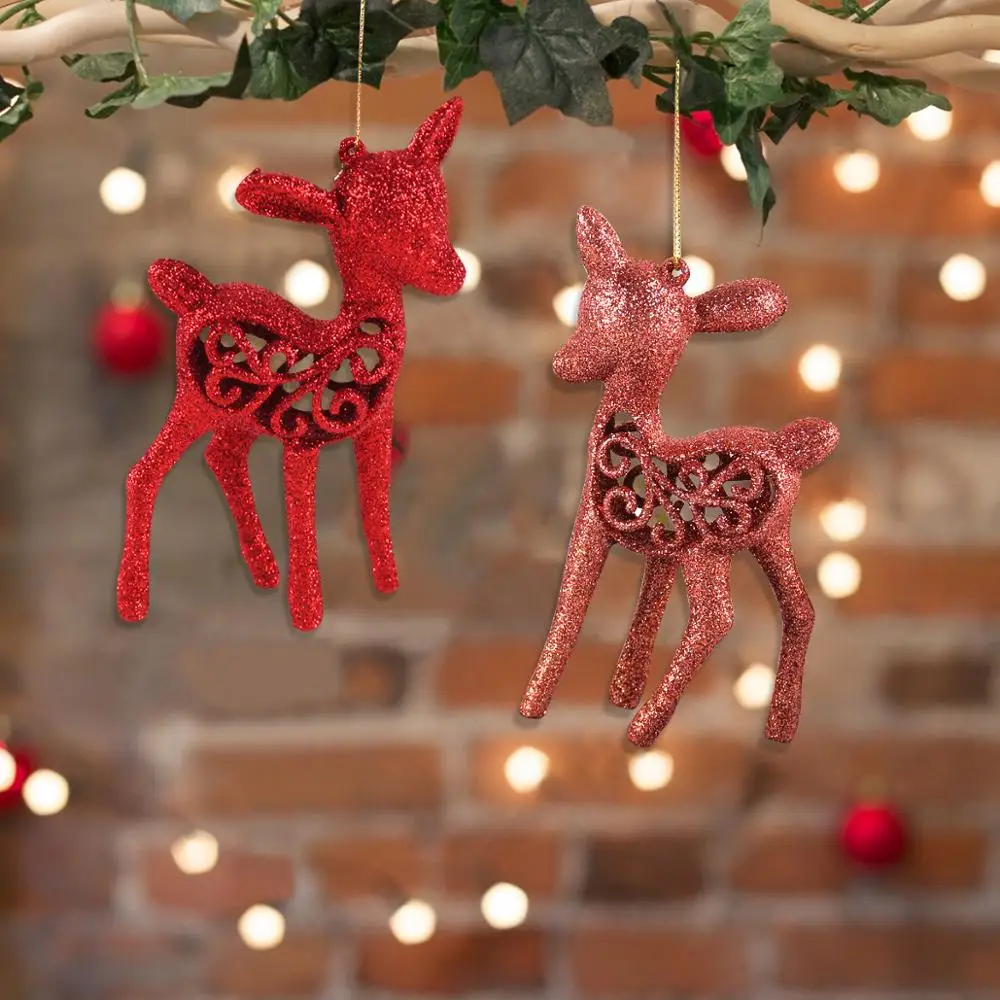 QIFU пластиковый Рождественский Декор в виде оленя Рождество 2019 елка украшения