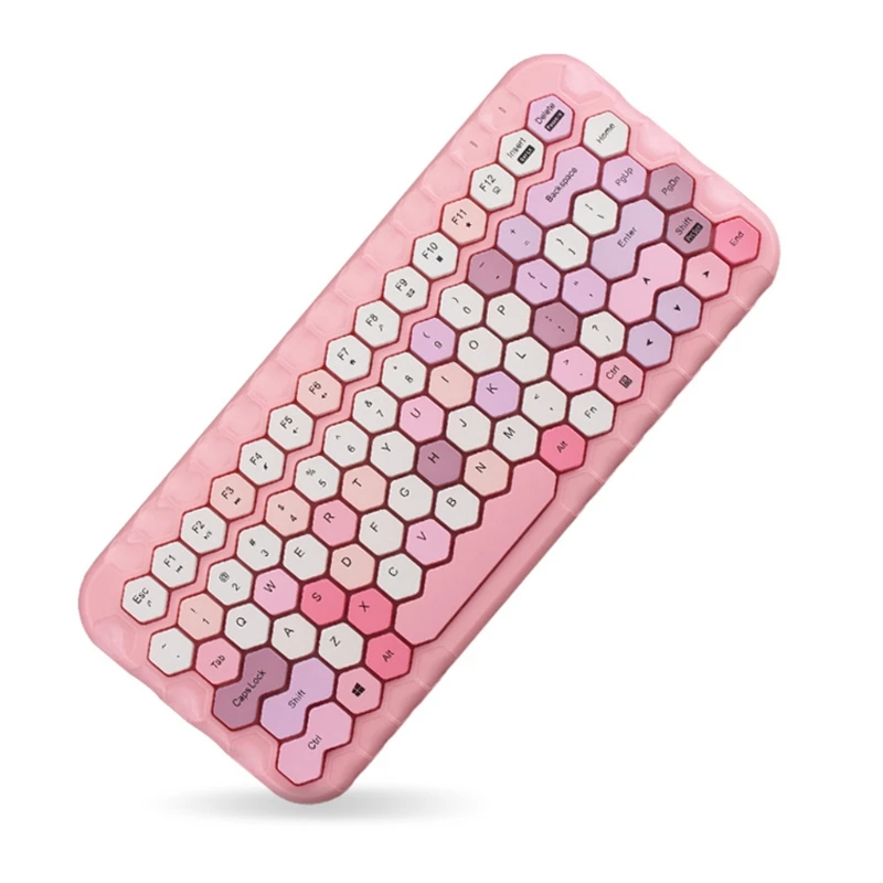 

2.4G Wireless Bluetooth Keyboard Mouse Set Sweet Color Prismatic 83Key Universal T5UA