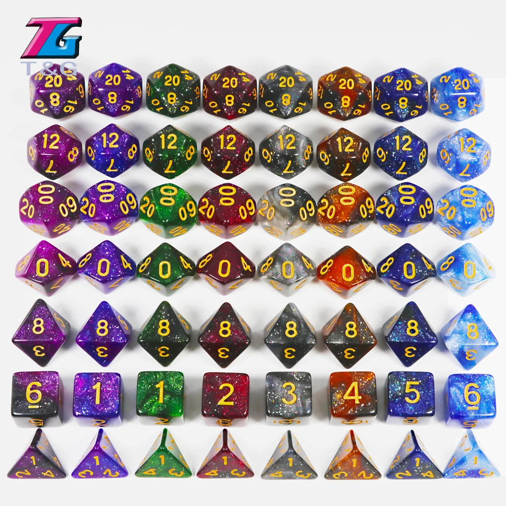 

New Game Accessories Galaxy Green Black Glitter Dice Set Role Playing Games DnD RPG Party