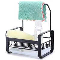 stainless steel sponge holder with dishcloth drying rack kitchen sink organizer caddy tray sponge brush soap holder