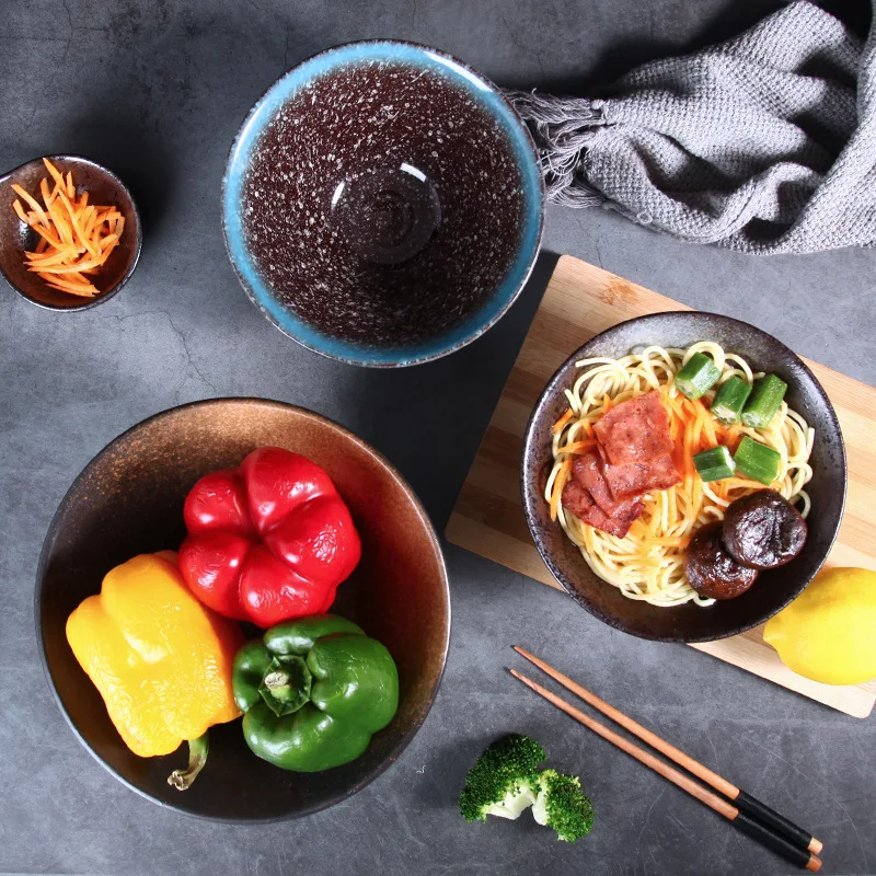 Керамическая чаша для лапши супа пасты креативная ручной росписи в японском