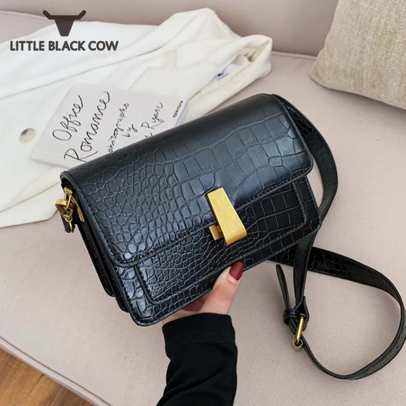 

Office Ladies Crossbody Messenger Bag Alligator Pattern Women Cow Leather Flap Sling Shoulder Bag High Quality Brand Classic Bag